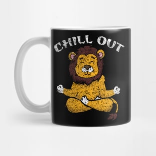 Meditation lion yoga chill out cartoon Mug